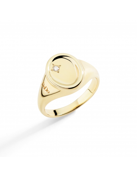 ANELLO DODO SIGILLO. ORO GIALLO. DIAMANTE MISURA 56