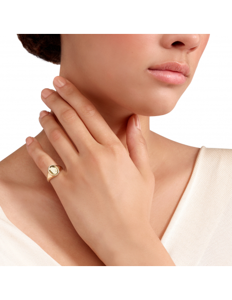 ANELLO DODO SIGILLO. ORO GIALLO. DIAMANTE MISURA 56