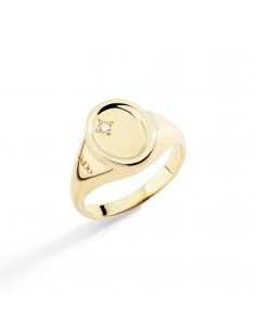 ANELLO DODO SIGILLO. ORO GIALLO. DIAMANTE MISURA 52