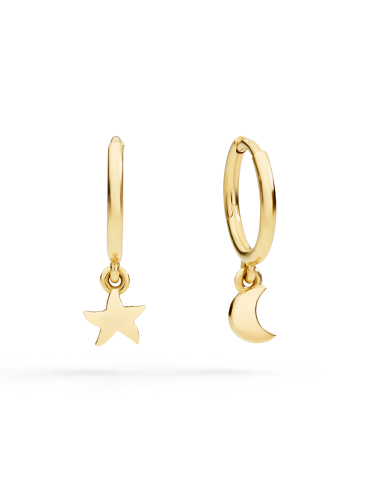 ORECCHINI DODO HOOP STELLINA E LUNA. ORO GIALLO