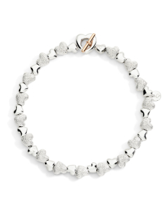 BRACCIALE DODO CUORICINI. ARGENTO. ARGENTO DIAMANTATO E ORO ROSA MISURA XL