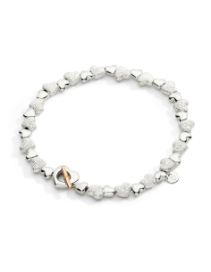BRACCIALE DODO CUORICINI. ARGENTO. ARGENTO DIAMANTATO E ORO ROSA MISURA M 2