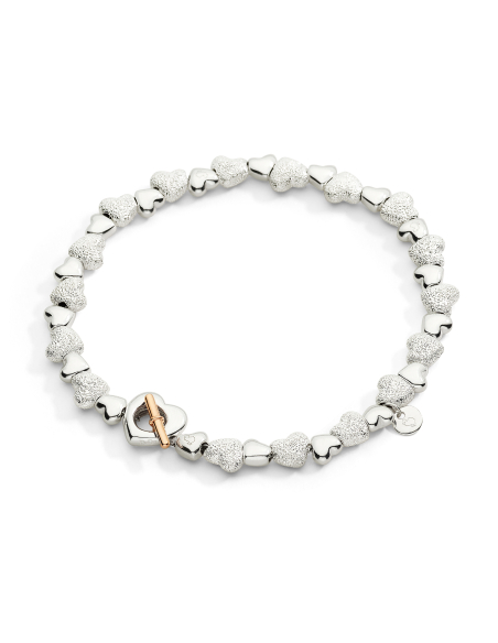 BRACCIALE DODO CUORICINI. ARGENTO. ARGENTO DIAMANTATO E ORO ROSA MISURA L