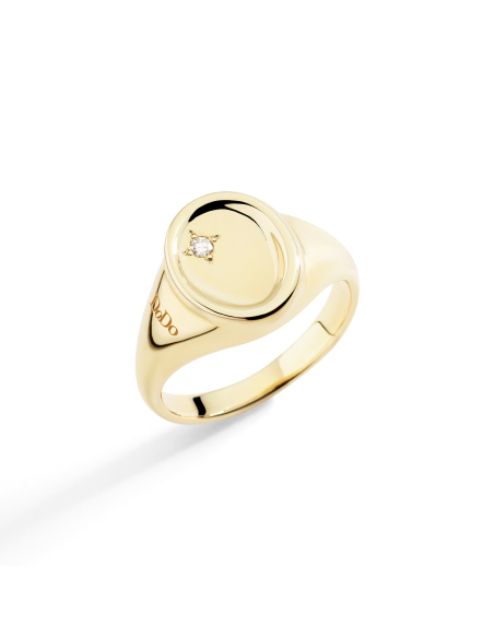 ANELLO DODO SIGILLO. ORO GIALLO. DIAMANTE MISURA 50