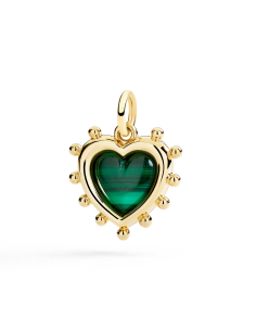 CIONDOLO DODO CUORE. ORO GIALLO ARGENTO MALACHITE