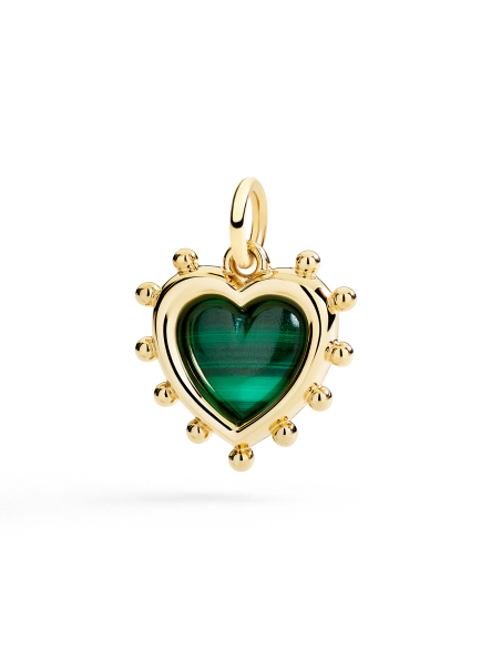 CIONDOLO DODO CUORE. ORO GIALLO ARGENTO MALACHITE