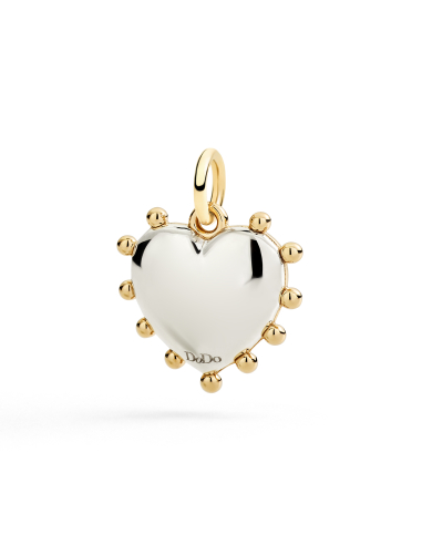 CIONDOLO DODO CUORE. ORO GIALLO ARGENTO MALACHITE