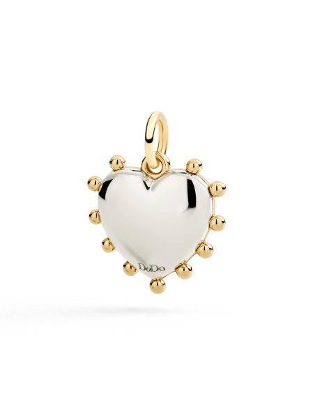 CIONDOLO DODO CUORE. ORO GIALLO ARGENTO MALACHITE