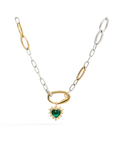 CIONDOLO DODO CUORE. ORO GIALLO ARGENTO MALACHITE