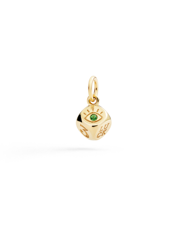 CIONDOLO DODO DADO. ORO ROSA TSAVORITE
