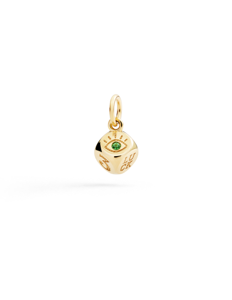 CIONDOLO DODO DADO. ORO ROSA TSAVORITE