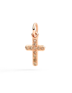 CIONDOLO DODO CROCE. ORO ROSA DIAMANTI BROWN