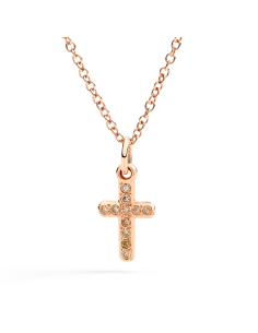 CIONDOLO DODO CROCE. ORO ROSA DIAMANTI BROWN 2