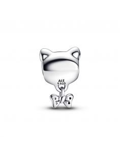 Cat sterling silver charm with clear cubic zirconia 2