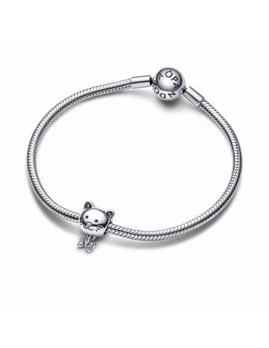 Pandora Cat sterling silver charm with clear cubic zirconia