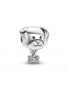 Pandora Dog sterling silver charm with clear cubic zirconia