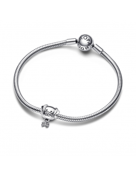 Pandora Dog sterling silver charm with clear cubic zirconia
