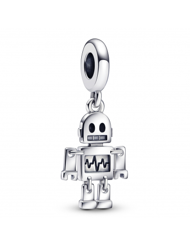 BestieBot sterling silver dangle with black and white enamel