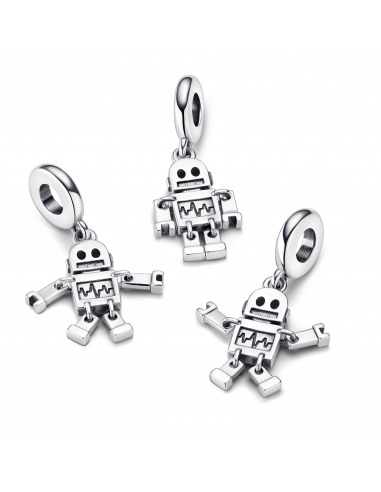 BestieBot sterling silver dangle with black and white enamel