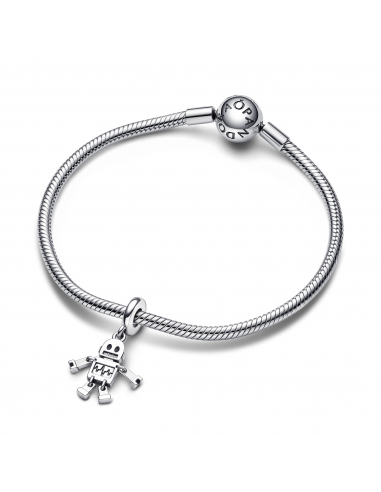 BestieBot sterling silver dangle with black and white enamel