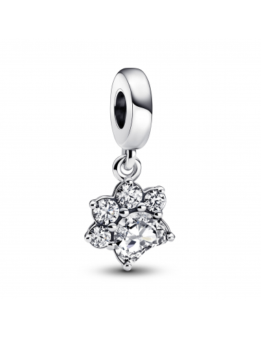 Paw sterling silver dangle with clear cubic zirconia