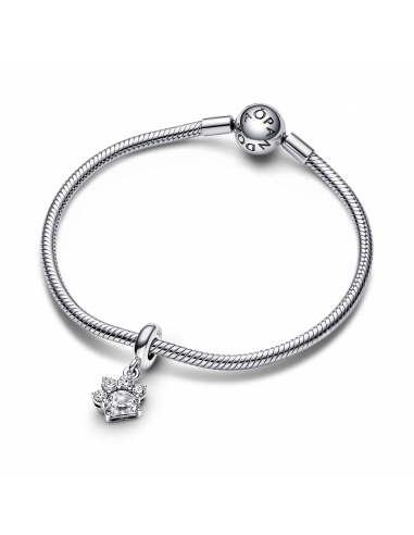 Pandora Paw sterling silver dangle with clear cubic zirconia
