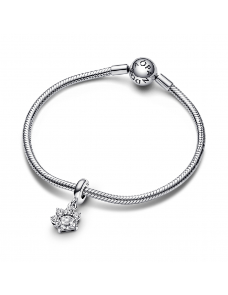 Pandora Paw sterling silver dangle with clear cubic zirconia