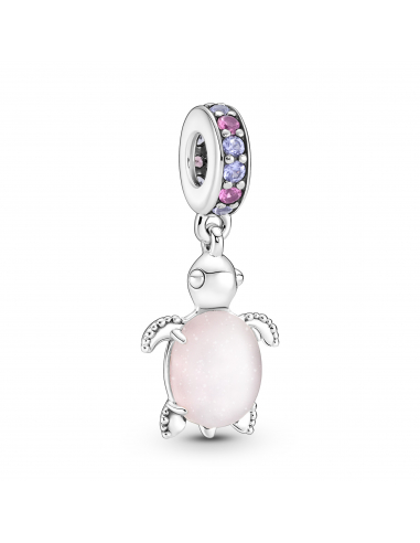 Pandora Charm Pendente Tartaruga Marina Rosa Vetro di Murano